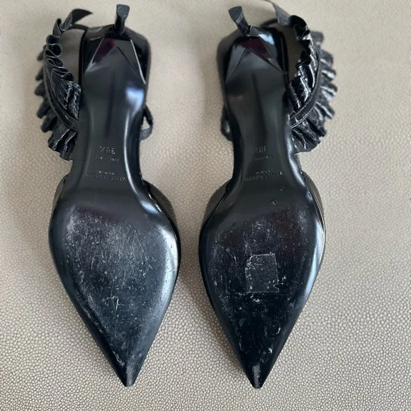 Saint Laurent Edie Patent Leather and Snakeskin Pump - Picture 10 of 11